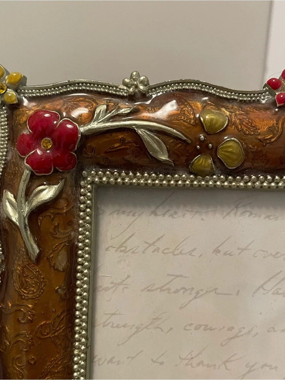 Ashleigh Manor 4x6‎ Photo Frame Enamel Flowers